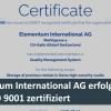 Elementum International AG erfolgreich nach ISO 9001 zertifiziert