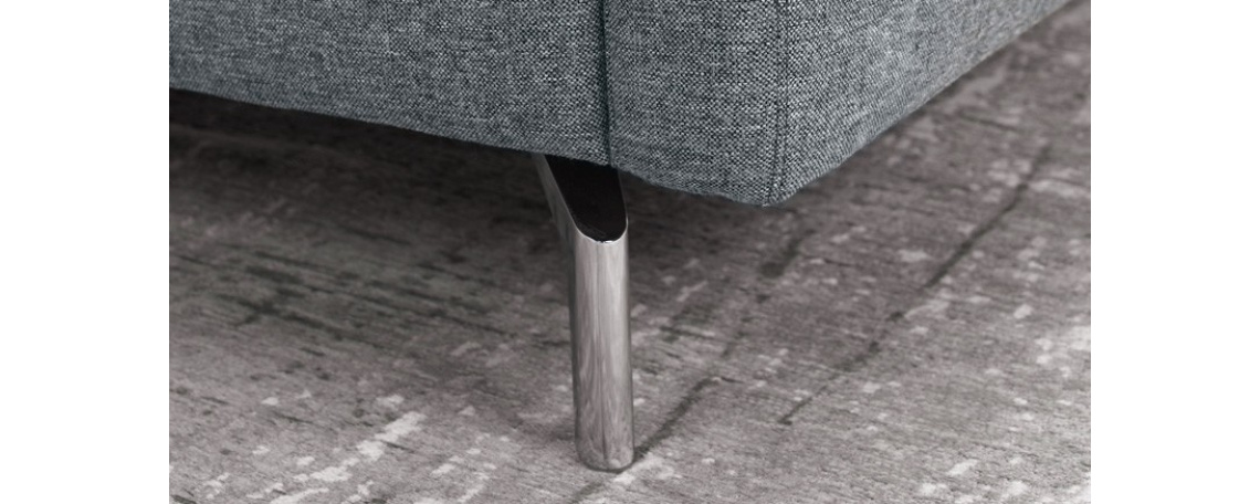Sedežna garnitura PREMURA - Natuzzi Editions v svetlo sivi tkanini s kromiranimi nogicami