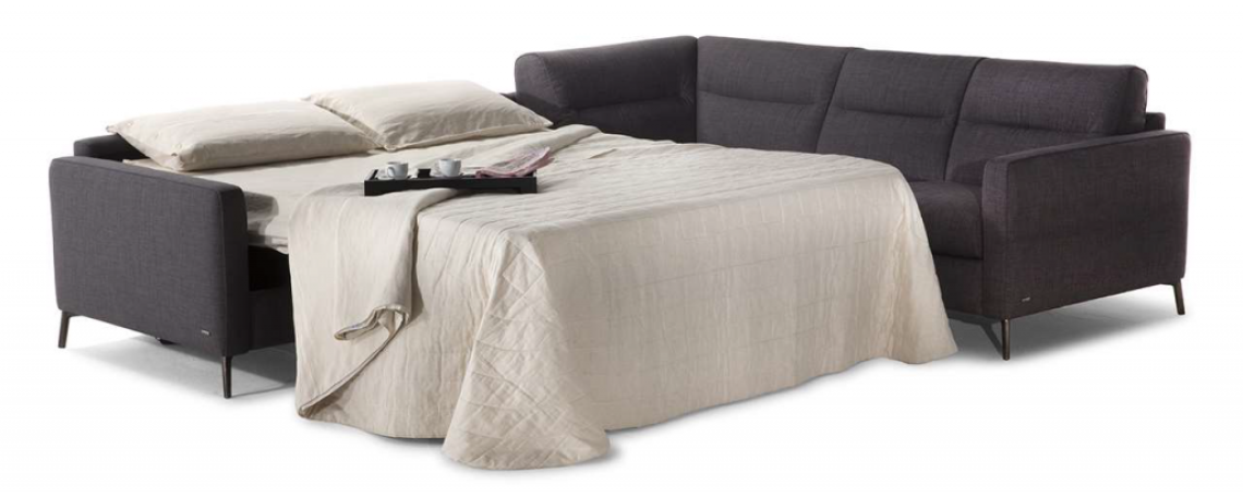 Sedežna garnitura FASCINO - Natuzzi Editions v črni tkanini s posteljnim sistemom