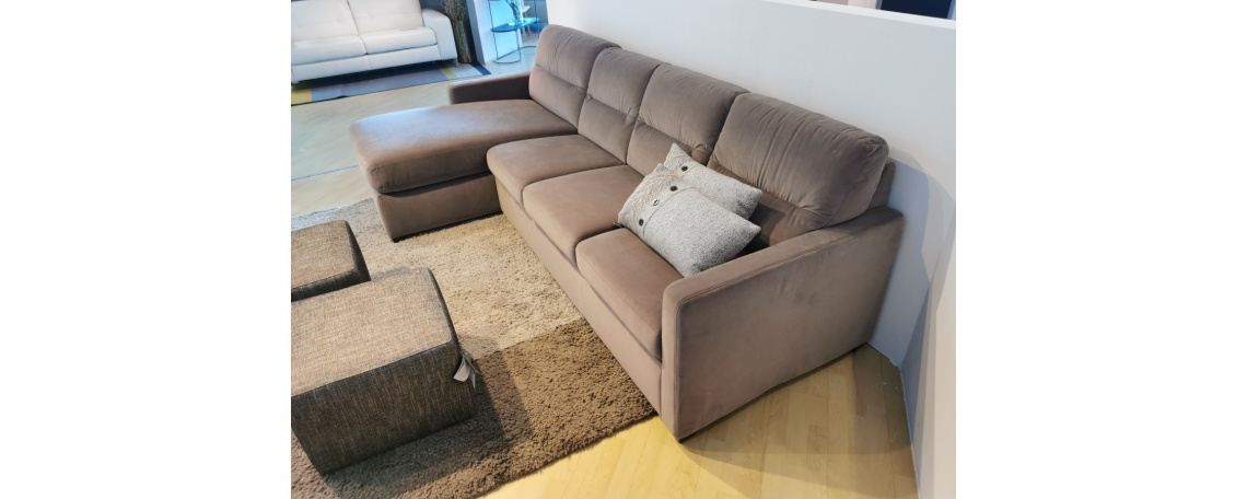 Sedežna garnitura GARBO - Natuzzi Editions v rjavi pliš tkanini