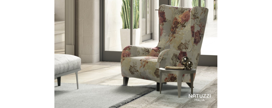 Fotelj MARLENE v tkanini z rožastim vzorcom  - Natuzzi