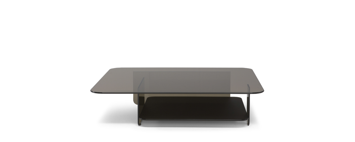 Klubska mizica CAVA - Natuzzi pravokotne oblike iz črnega stekla