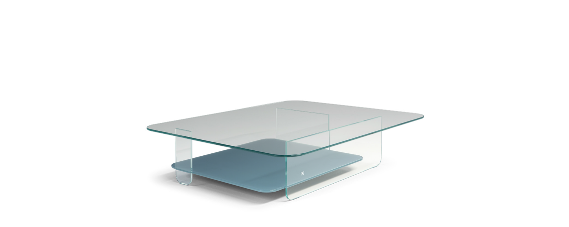 Klubska mizica CAVA - Natuzzi pravokotne oblike iz stekla