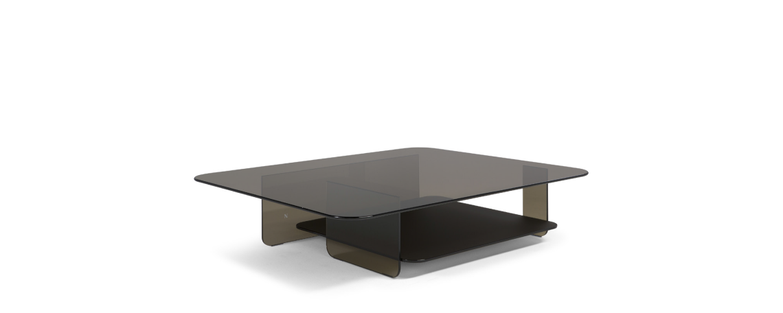 Klubska mizica CAVA - Natuzzi pravokotne oblike v črnem steklu