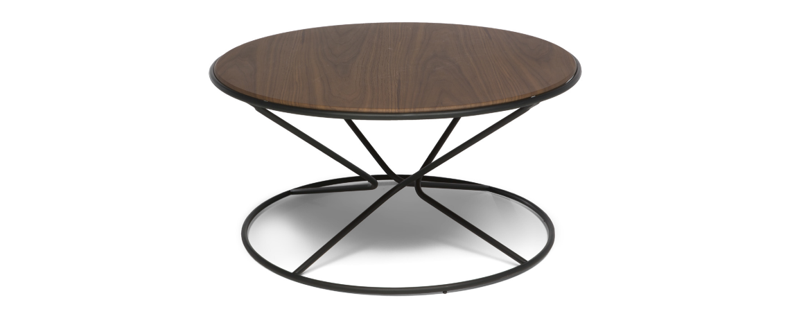 Klubska mizica SATURDAY - Natuzzi okrogle oblike z lesenim topom