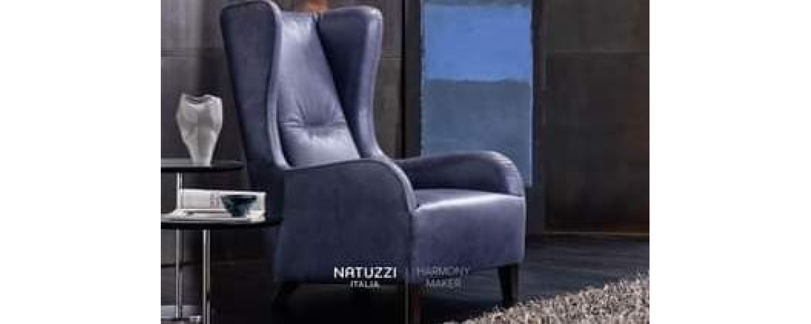 Fotelj MARLENE - Natuzzi v modrem usnju
