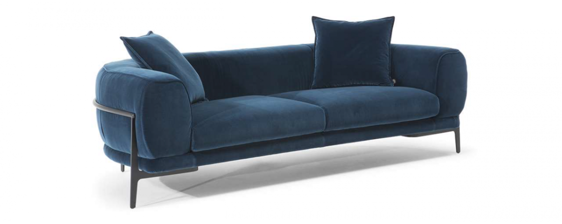Modularna sedežna garnitura OBLO by Maurizio Manzoni - Natuzzi z udobnim sediščem v modri tkanini