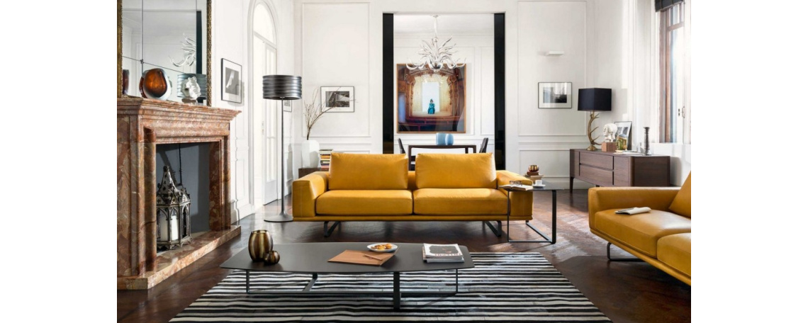 Sedežna garnitura TEMPO by Manzoni & Tapinassi - Natuzzi v rumenem usnju