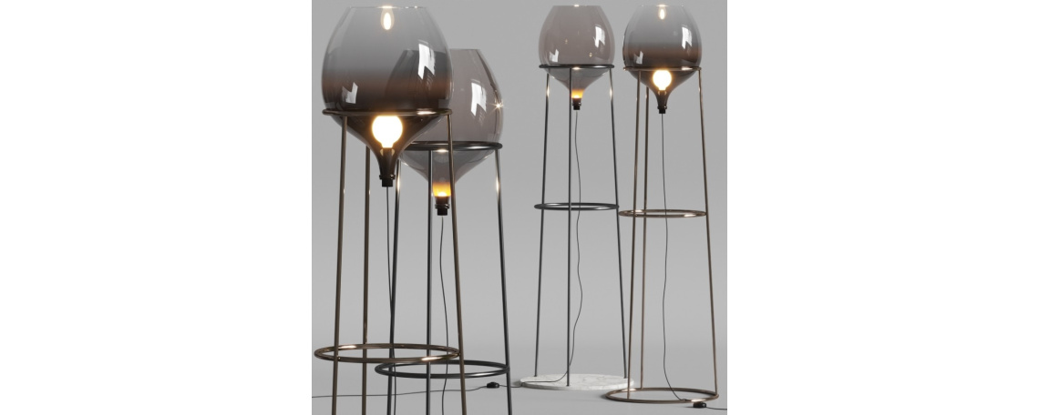 Talna svetilka DAMI - Natuzzi iz vijoličnega stekla