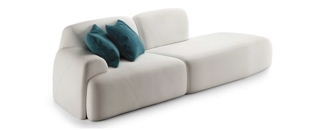 Dvosed BUDDIE z odprtim elementom by  Mauro Lipparini - Natuzzi v belem usnju