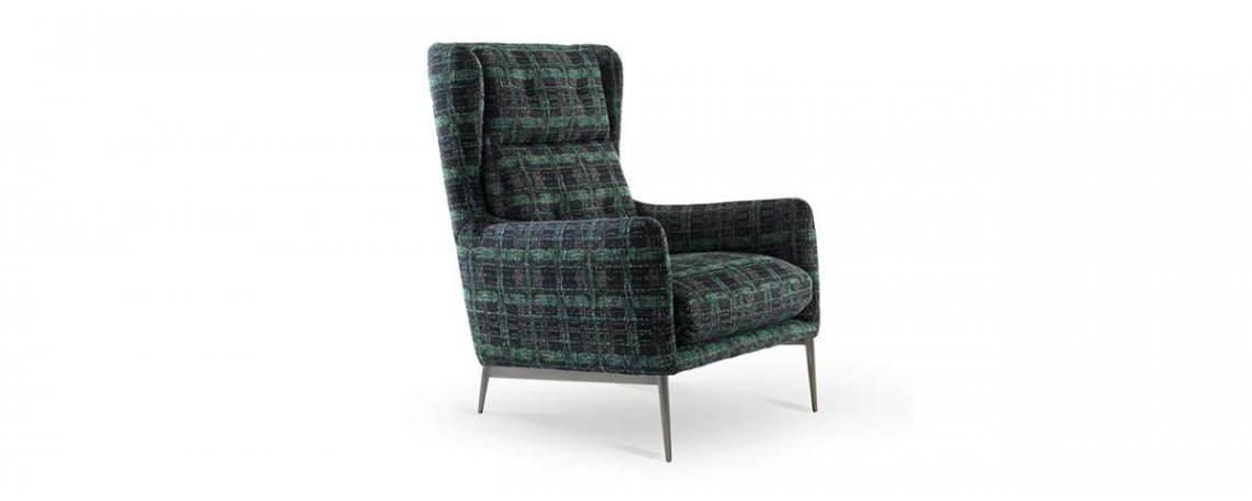Fotelj AFTEREIGHT v tkanini zeleno-črne barve - Natuzzi.