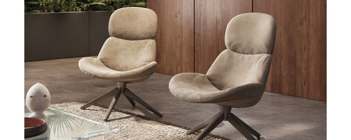 Fotelj CONCA v beige barvi - Natuzzi.