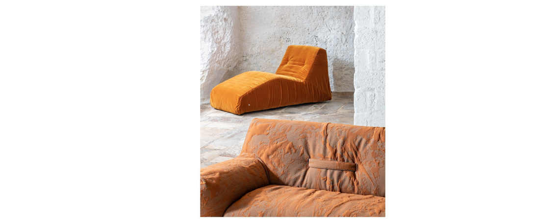 Mehka zofa ARGO by Paola Navone - Natuzzi v oranžni 3D tkanini Byborre