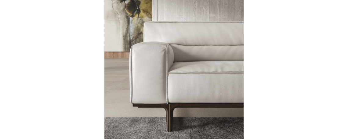 Bela usnjena sedežna garnitura KENDO