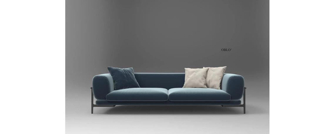 Modularna sedežna garnitura OBLO by Maurizio Manzoni - Natuzzi z udobnim sediščem v modri tkanini