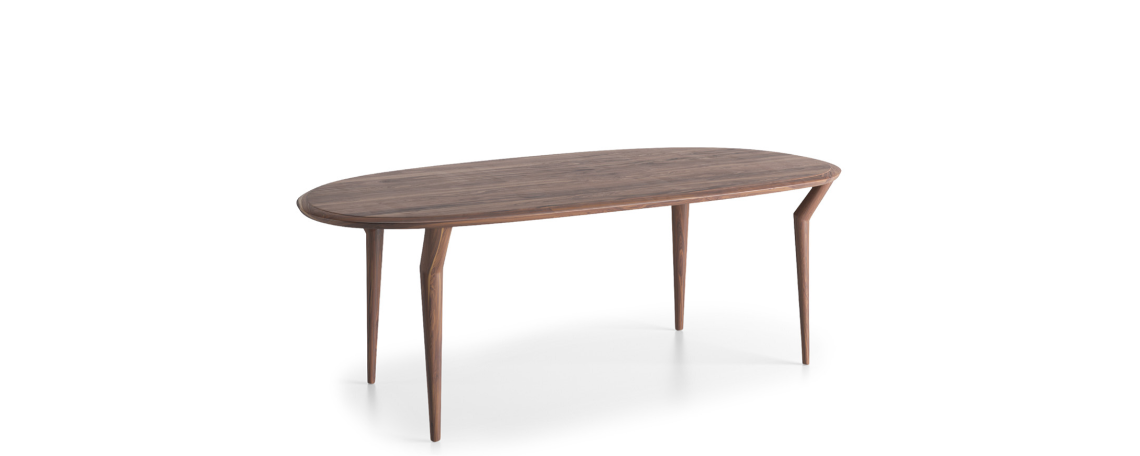 Ovalna miza GUTTA - Natuzzi z lesenim topom