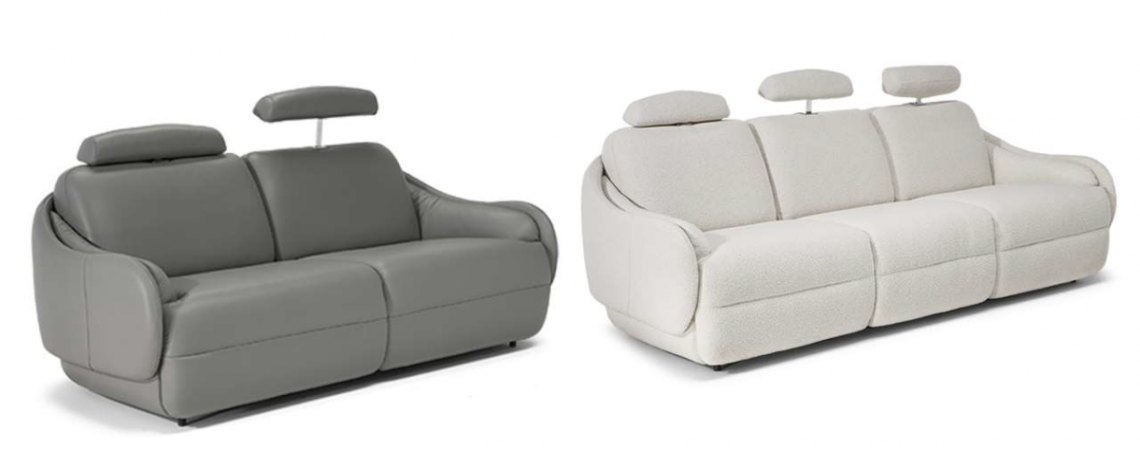 Sedežna garnitura CALILLA - Natuzzi v sivem in belem usnju