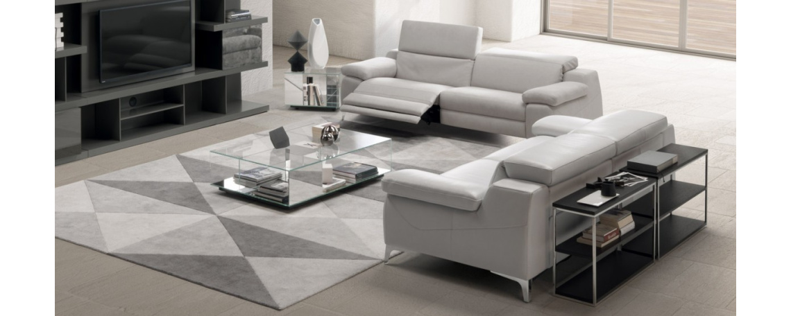 Sedežna garnitura DUCA by Natuzzi v belem usnju 