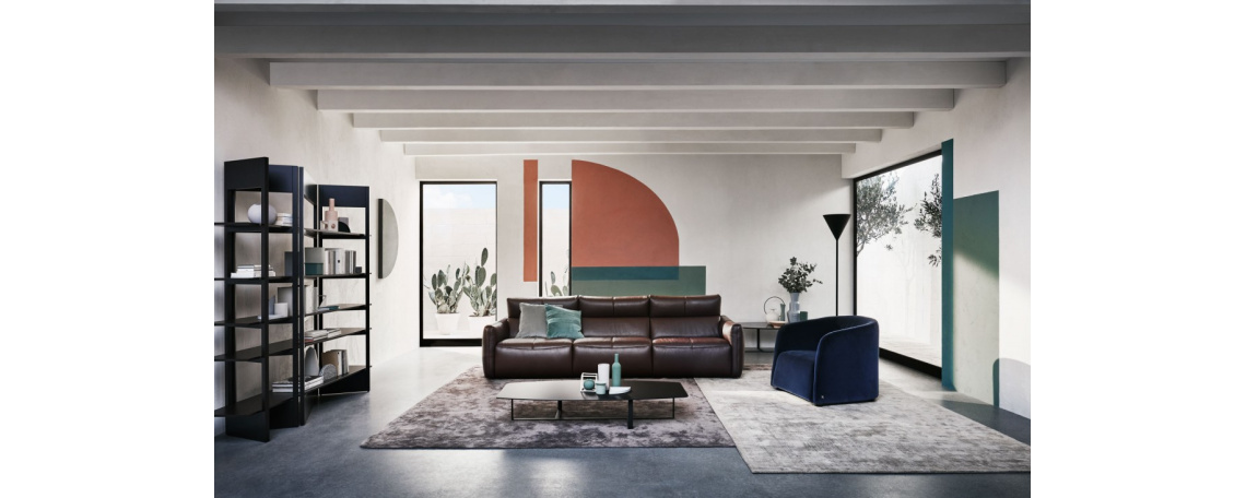 Sedežna garnitura GALAXY by Natuzzi Design Center v rjavem usnju