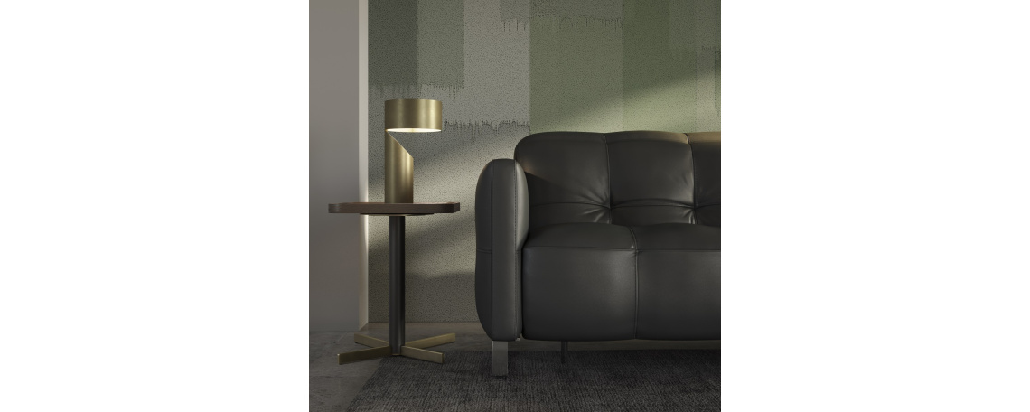 Sedežna garnitura PHILO by Natuzzi Italia v črnem usnju z okrasno prešito prevleko