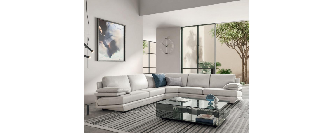 Brezčasna kotna sedežna garnitura Plaza v tkanini