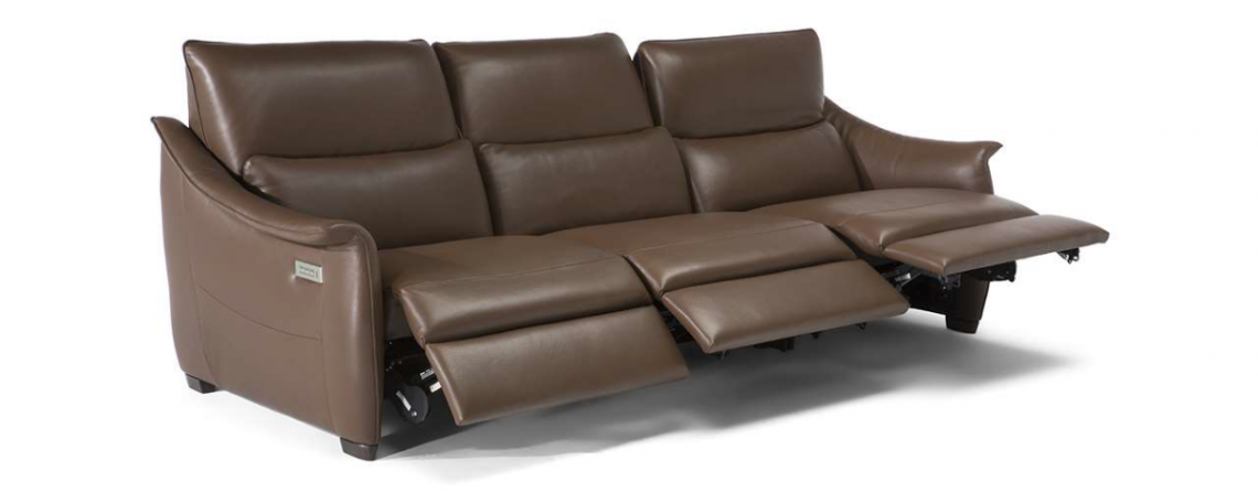 Sedežna garnitura PLIE by Natuzzi Design Center v rjavem usnju