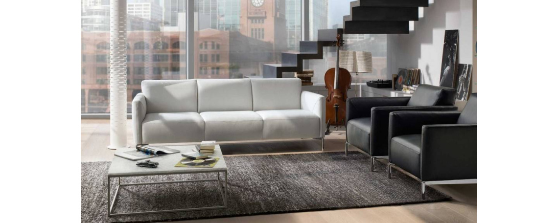 Sedežna garnitura TRATTO by Manzoni & Tapinassi - Natuzzi v belem in črnem usnju