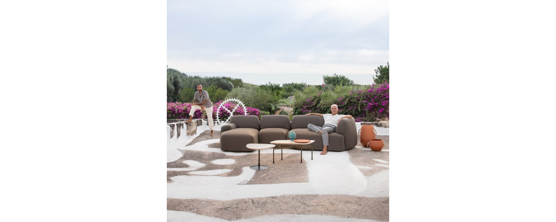 Sedežna garnitura BUDDIE by Mauro Lipparini  -Natuzzi v sivi tkanini