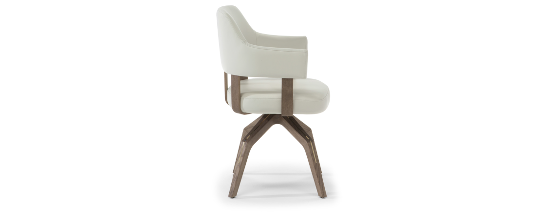 Stol VALLE - Natuzzi z belim usnjenim sediščem