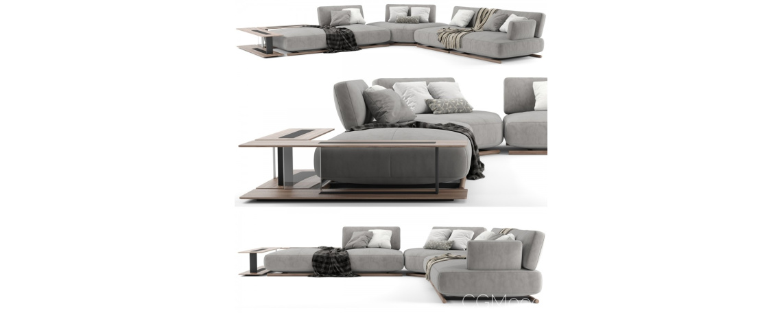 Udobna sedežna garnitura CAVA by Mauro Lipparini - Natuzzi Italia v sivi tkanini