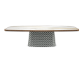 Premikum Keramik ATRIUM - miza z zaobljenim kovinskim robom daje vaši jedilnici razkošen videz