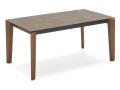 Leseno podnožje in keramični top mize BAND - Rjava raztegljiva miza BAND COnnubia pohištvo Maros