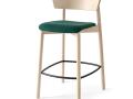 Cleila barski stol z zelenim sediščem - Baraksi stol v beljeni bukovini in zelenim sedalom