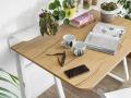 Pisalna miza Foldy - Podnožje in polička v beli kovini, mizna plošča v imitaciji natur hrasta