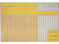 Pravokotna preproga Hachiko v rumenih odtenkih barve - je strojno tkana preproga, z geometrijskim motivom, v obliki črt, rumene, rjave in zelene barve