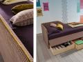 Izvlečna postelja MAYA ESTRAIBILE - Twils - Maros - Izvlečna postelja MAYA ESTRAIBILE - Twils - Maros, enojna postelja v rjavo vijolični tkanini s predali