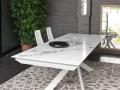 Jedilna miza ECLISSE - Jedilna miza ECLISSE s keramično ploščo in belim kovinskim podnožjem