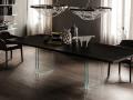 Jedilna miza IKON - Jedilna miza IKON s temno leseno ploščo in steklenim podnožjem