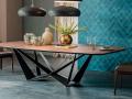 Jedilna miza SKORPIO - Jedilna miza SKORPIO z leseno ploščo in s črnim kovinskim podnožjem