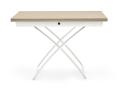 Dvižna miza Magic - krom kovinsko podnožje, plošča natur bukev, spodnji okvir plošče v beli barvi