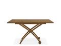 Dvižna miza Mascotte - dviganje po višini, v celoti iz lesa, dvižna miza na kolesih, na sliki dvignjena na višino 74 cm