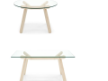 Miza PEENO - Miza PEENO s stekleno ploščo in lesenim podnožjem v okrogli ali pravokotni obliki