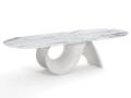 Miza SEASHELL - Miza SEASHELL s keramično ploščo v videzu marmorja in z belim cementnim podnožjem