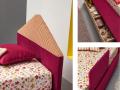 Postelja MAX - Twils - Maros - Postelja MAX - Twils - Maros, enojna otroška postelja v roza tkanini z oranžnimi dodatki