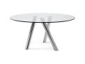 Stekelena okrogla miza Ray s srebrnim podnožjem - Okrogle stekelene mize s kovinskim podnožjem Cattelan Italia - Ray - 1