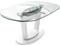 Raztegljiva miza ORBITAL - Raztegljiva miza ORBITAL s stekleno ploščo in z belim kovinskim podnožjem