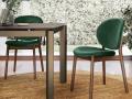 Raztegljiva miza STREAM - Raztegljiva miza STREAM rjave barve in stoli zeleno rjave barve