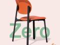Stol ZERO - Stol ZERO iz recikliranega materiala s sediščem v oranžni barvi in s podnožjem v črni barvi