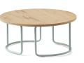Okrogla klubska miza Trust - Okrogla plošča v imitaciji lesa podnožje mizice kovinsko v mint zeleni barvi 
