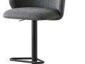 Siv barski stol TUKA z vrtljivim podnožjem - Vrtljiv barski stol TUKA s črnim dvižnim podnožjem in sivo tkanino